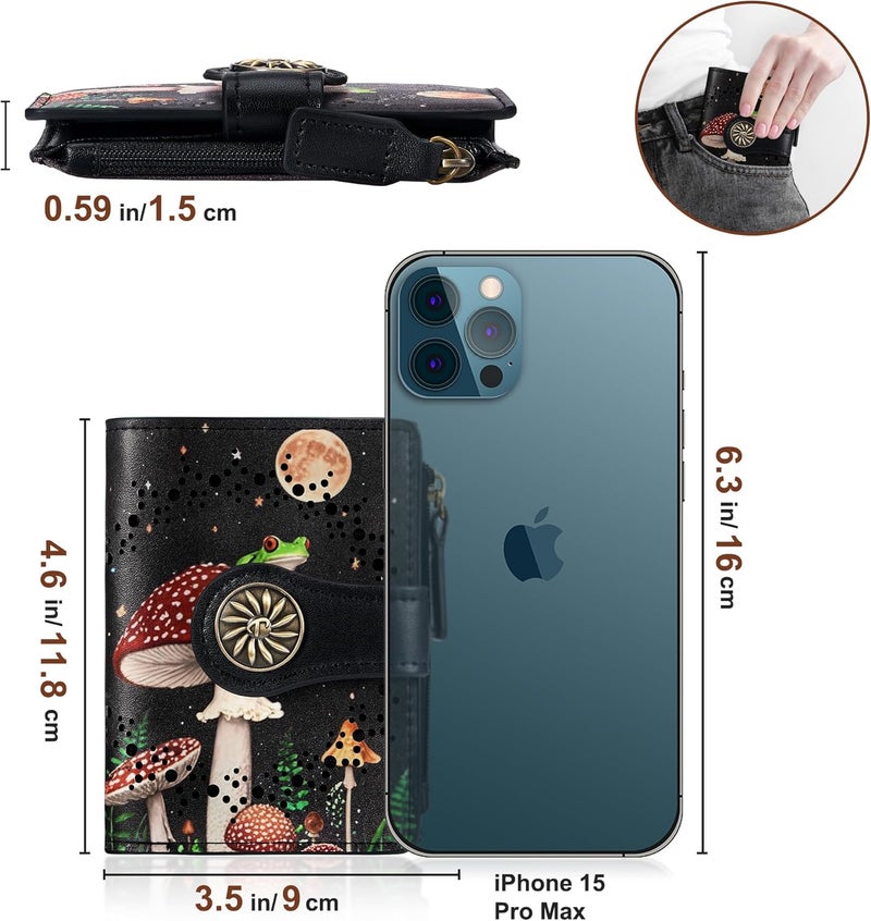 Tipmile Small Wallet Women Bifold RFID Blocking Card Holder Leather Wallets with Zipper Coin Pocket - Image 5
